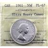 Image 1 : 50-cent 1961 ICCS Certified PL-67 ULTRA HEAVY CAMEO! TOP GRADE!