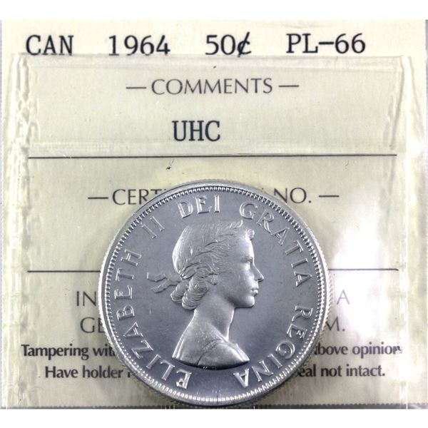 50-cent 1964 ICCS Certified PL-66 Ultra Heavy Cameo.