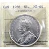 Image 1 : Silver $1 1936 ICCS Certified MS-64.