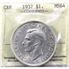 Image 1 : Silver $1 1937 ICCS Certified MS-64.