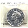 Image 1 : Silver $1 1945 ICCS Certified MS-60. * key Date*