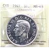 Image 1 : Silver $1 1947 Maple Leaf ICCS Certified MS-63. A scarce variety type in higher mint state grades!