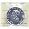 Image 1 : Silver $1 1947 Maple Leaf ICCS Certified MS-62! A flashy example of this scarce variety.