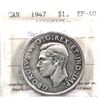 Image 1 : Silver $1 1947 Maple Leaf ICCS Certified EF-40. key date issue.