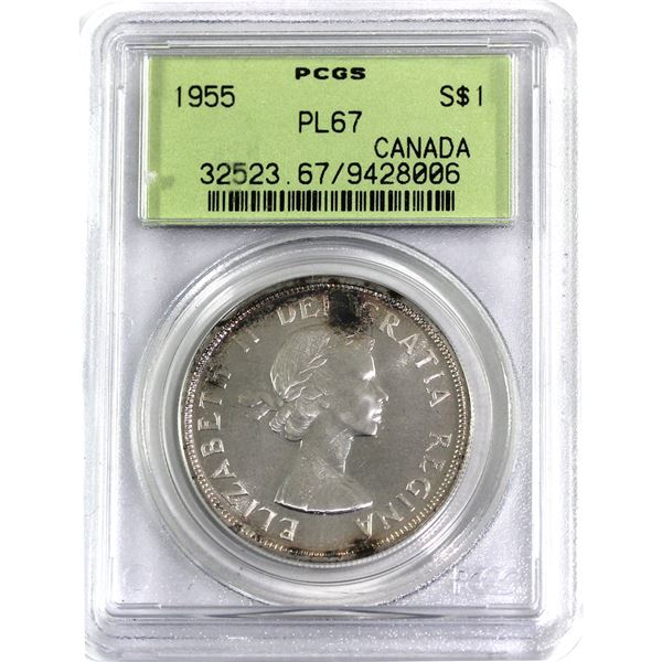 Silver $1 1955 PCGS Certified PL-67!