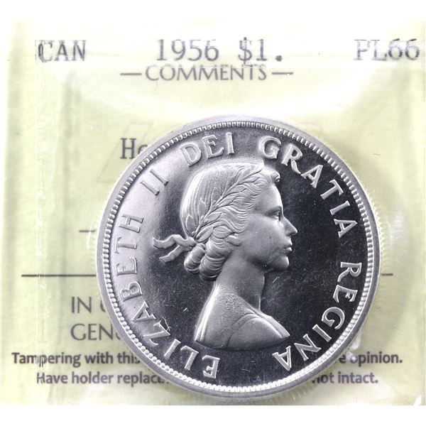 Silver $1 1956 ICCS Certified PL-66 Heavy Cameo! Pristine mirror fields with deep cameo accents.