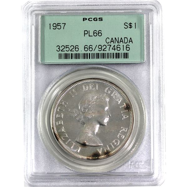 Silver $1 1957 PCGS Certified PL-66.