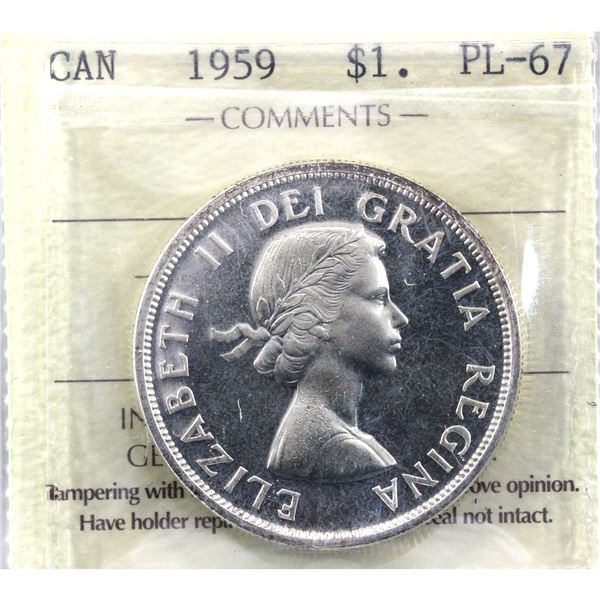 Silver $1 1959 ICCS Certified PL-67 Cameo!  *High Grade!