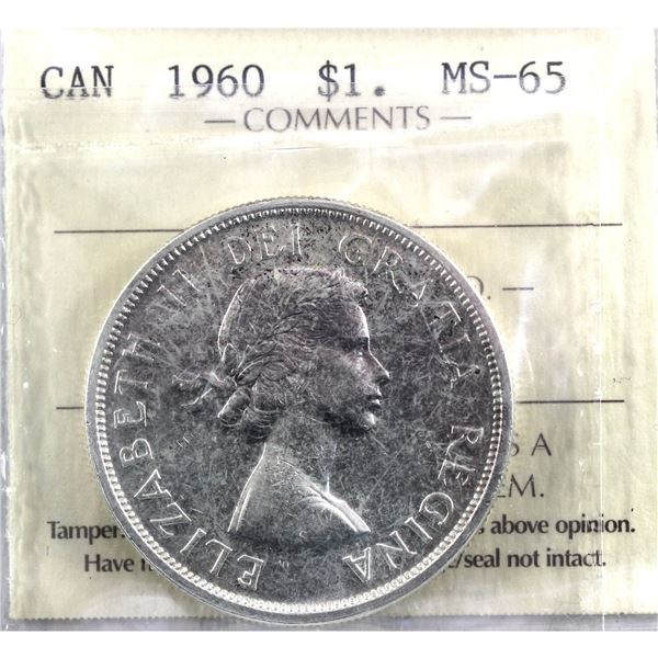 Silver $1 1960 ICCS Certified MS-65.