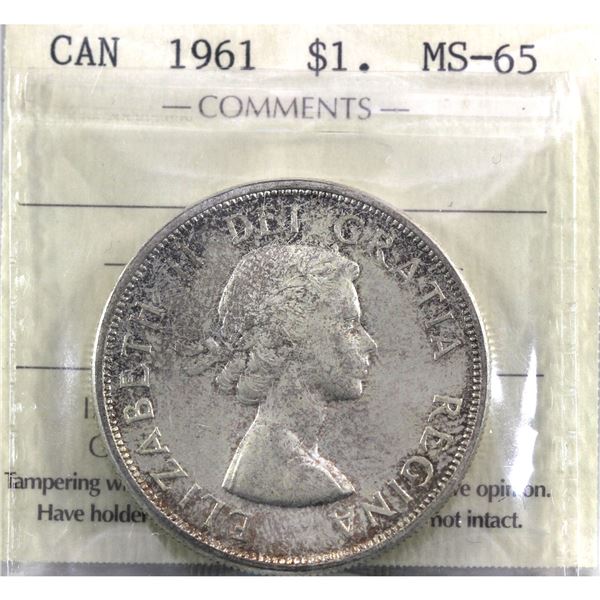 Silver $1 1961 ICCS Certified MS-65.