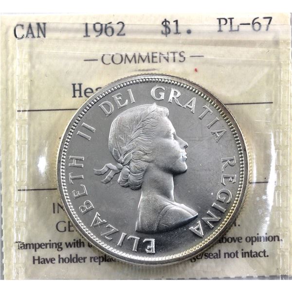 Silver $1 1962 ICCS Certified PL-67 Heavy Cameo!  *High Grade!