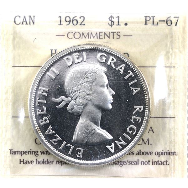 Silver $1 1962 ICCS Certified PL-67 Heavy Cameo!  *High Grade!