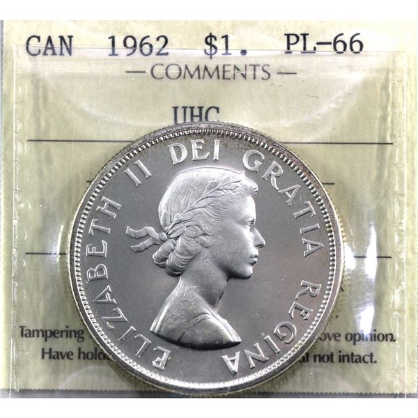 Silver $1 1962 ICCS Certified PL-66 Ultra Heavy Cameo.