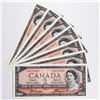 Image 1 : BC-38a 1954 Bank of Canada, $2 7x Sequential Modified  Beattie-Coyne, S/N: A/R4173468-474. All notes
