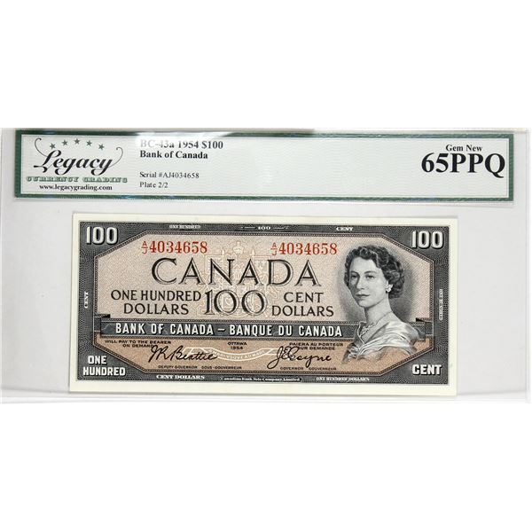 BC-43a 1954 Bank of Canada Modified $100, Beattie-Coyne S/N: A/J4034658, Legacy Certified  Gem New-6