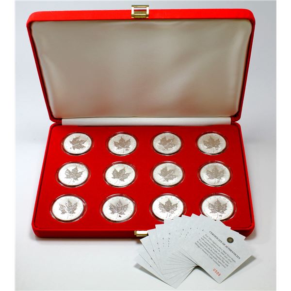 2004 12-coin Zodiac Privy Silver Maple leaf set in deluxe red velvet case with COA's (#0506) Tax Exe