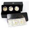 Image 1 : 2017 $20 Locomotives Across Canada 1oz 3-Coin Gold Plated Fine Silver Set in Deluxe Custom Embossed 