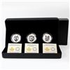 Image 1 : 2019-2020 $25 Multifaceted Animal Head Series 1oz 3-Coin Fine Silver Set Featuring the Wolf, Grizzly
