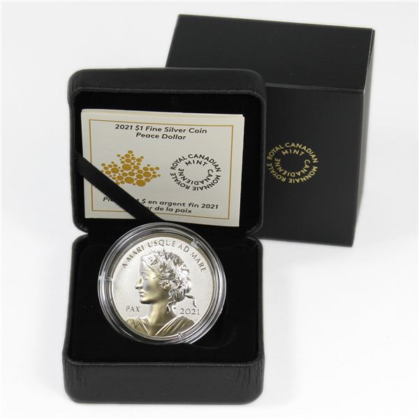 2021 $1 Peace Dollar 1oz Fine Silver Coin (Sleeve has a light bend). Popular coin that sold out fast