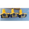 Image 2 : THREE DEWALT BATTERIES AND TWO CHARGERS