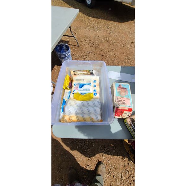 LOT OF PAINT ROLLERS AND ROUTER SHARPENER ATTACHEMENT