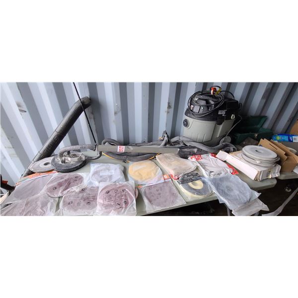 PORTER CABLE 9" DRY WALL SANDER MODEL 7800 PLUS 55 SANDING SHEETS/PADS, DISCS AND VACUM BAGS