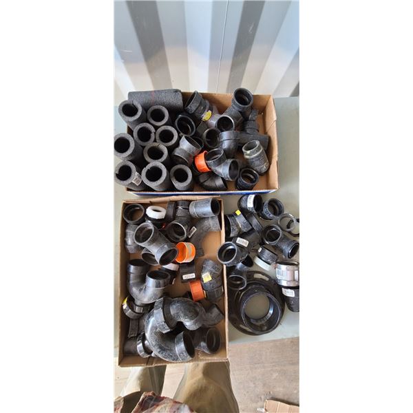 LOT OF ABS 1 1/2" PLUMBING FITTINGS AND HOSE INSULATION