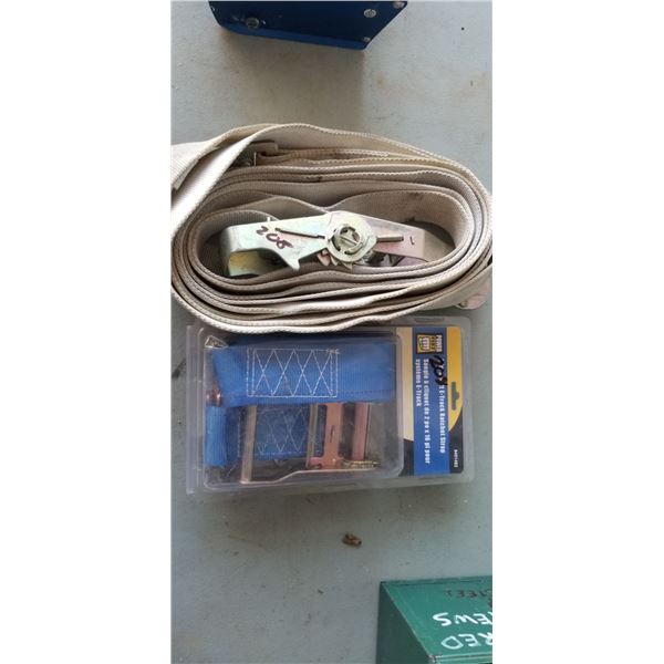 TWO RATCHET STRAPS 2" , ONE WITH E TRACK
