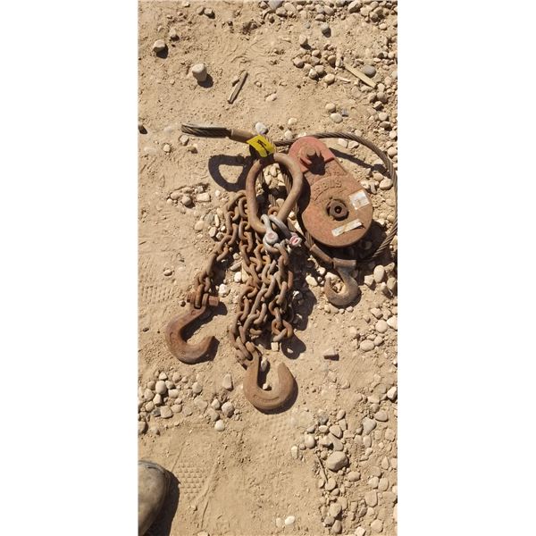 CABLE SLING, 12 TDN PULLY AND CABLE WITH 2 HOOKS AND CENTER RING