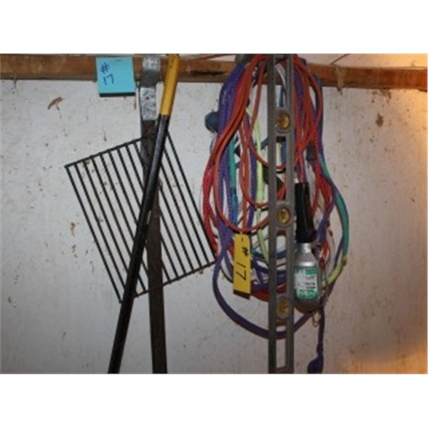 PRY BAR, ROPE, LEVEL, TROUBLE LIGHT