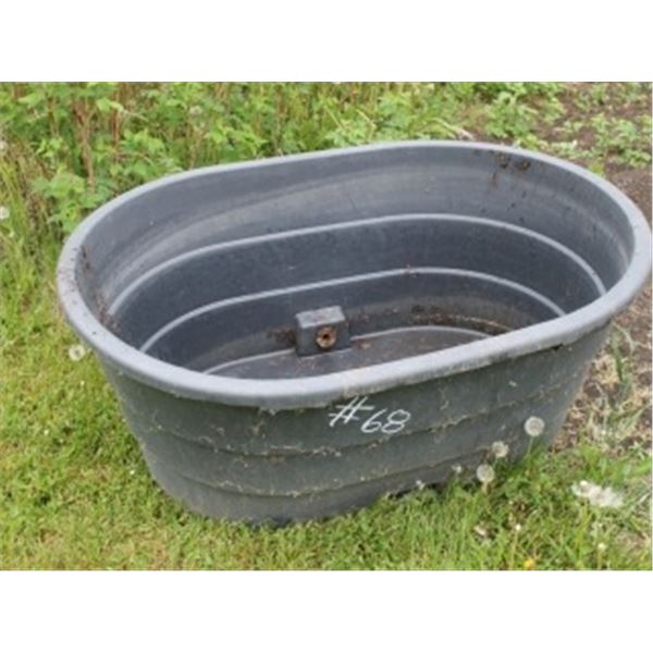 APPROX 85 GALLON BLACK PLASTIC STOCK TANK