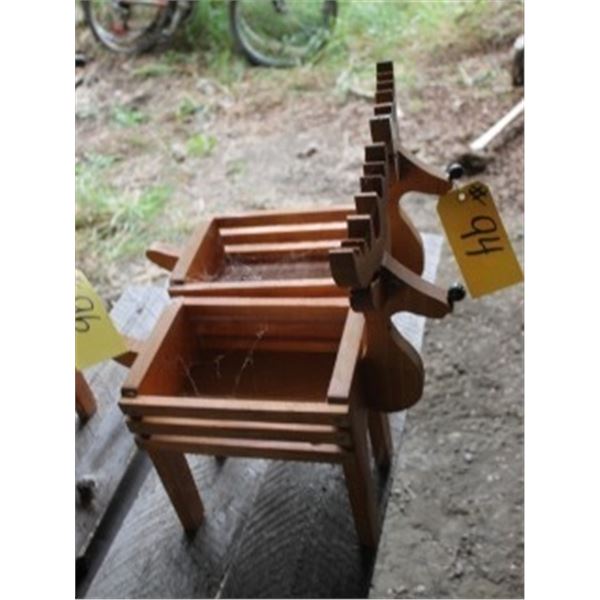 2 WOODEN DEER PLANTERS