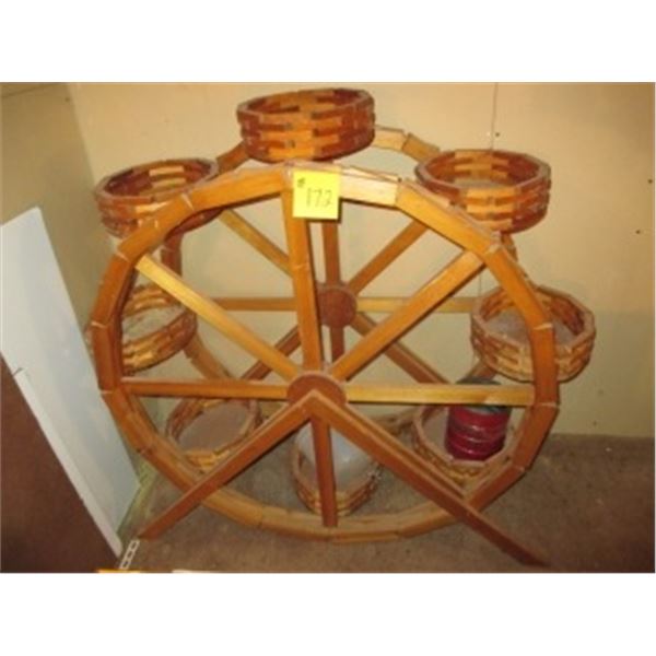 HOMEMADE WOODEN CAROUSEL PLANTER WITH 8 POTS