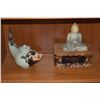 Image 1 : SOFTSTONE BUDDHA W/STAND & STONEWARE FISH TEAPOT (2 PCS)