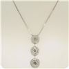 Image 4 : Vintage 18K White Gold 2.59 ctw 3 Rose Cut Diamond Drop Pendant w/ Triple Halo