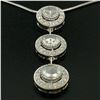 Image 7 : Vintage 18K White Gold 2.59 ctw 3 Rose Cut Diamond Drop Pendant w/ Triple Halo