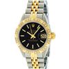 Image 3 : Rolex Ladies 2 Tone Black Index & Pyramid Diamond Oyster Perpetual Datejust Wris