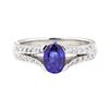 Image 2 : 1.28 ctw Sapphire And Diamond Ring - 18KT White Gold