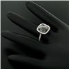 Image 5 : 14K White Gold 3.12 ctw Checkerboard Cushion Cut Black & White Diamond Halo Ring