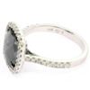 Image 8 : 14K White Gold 3.12 ctw Checkerboard Cushion Cut Black & White Diamond Halo Ring