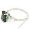 Image 6 : Vintage 18kt White Gold 2.62 ctw Green Tourmaline Solitaire and Diamond Ring