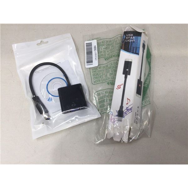 Lot of USB adapters, Star light and VGA Multi Display Video Converter