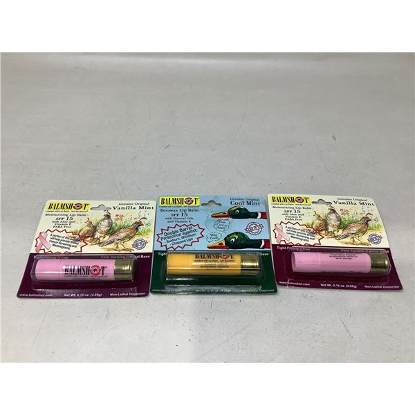 Lot of 3 balmshot shotgun shell lip balms