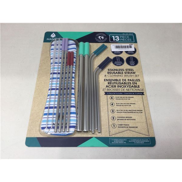 Manna Stainless Steel Reusable Straw & cleaning Brush Set