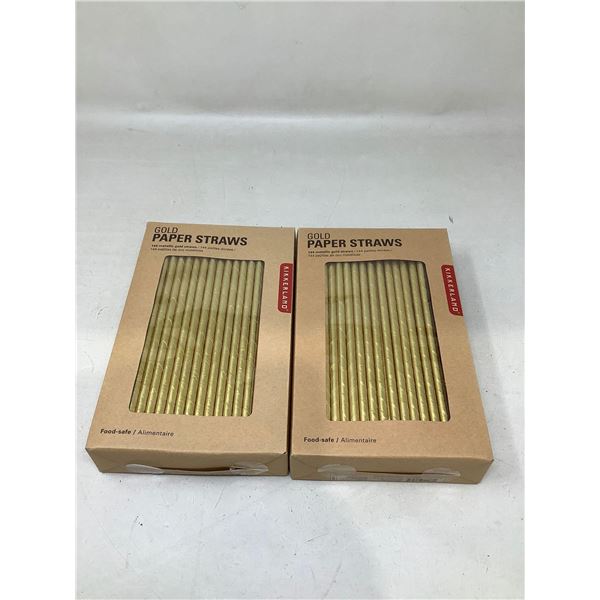 NEW Gold Paper Straws 144 Metallic Gold Straws Lot Of 2
