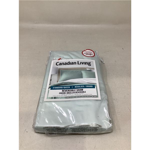 NEW Canadian Living Standard Reversible Sham Light Blue - White