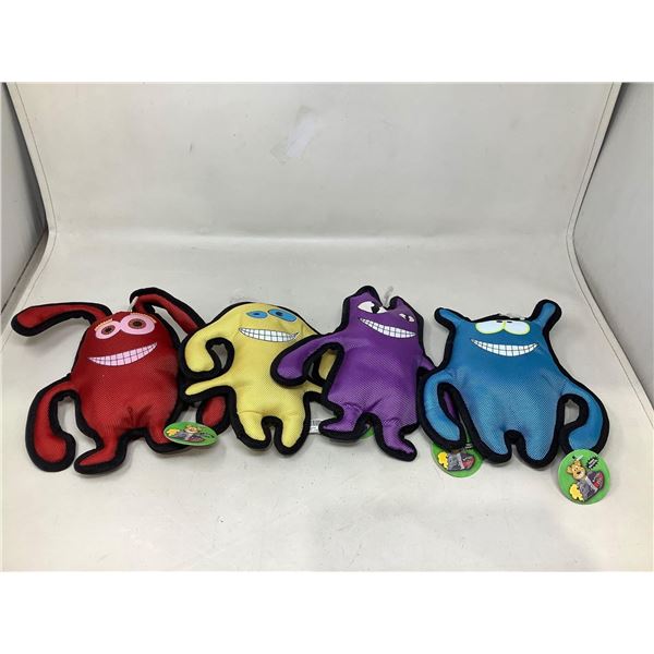 Lot Of 4 NEW Assorted Dog Chew Toys Multi-Colored Tough Ballistic
