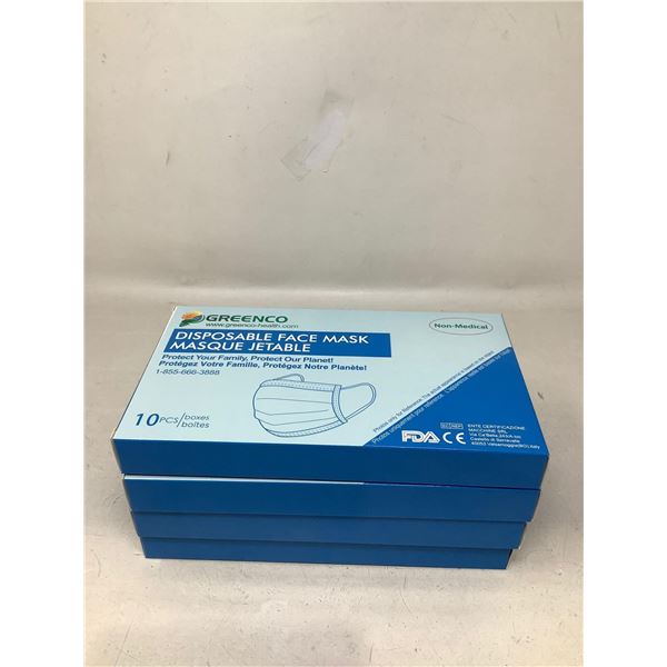 NEW Greenco Health Disposable Face Masks (10 X 4)
