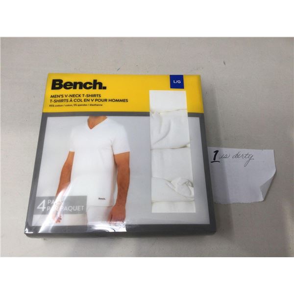 NEW Bench Mens V neck T shirts 4 pack white large