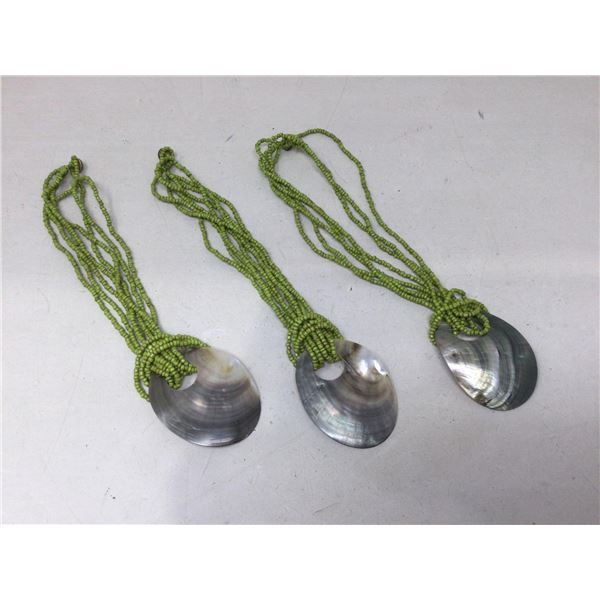 Lot of 3 hand crafted shell and bead necklaces